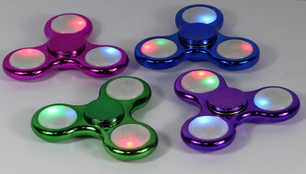 Finger-Kreisel Fidget Spinner Chrom mit LED Licht