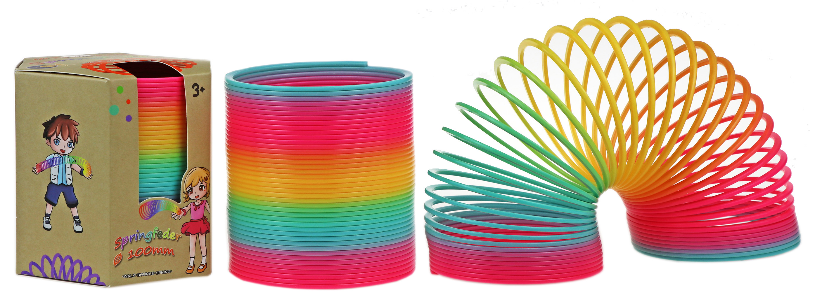 24x Regenbogenspirale 3,5 cm Neon Springfeder Treppenläufer Mitgebsel Spirale 